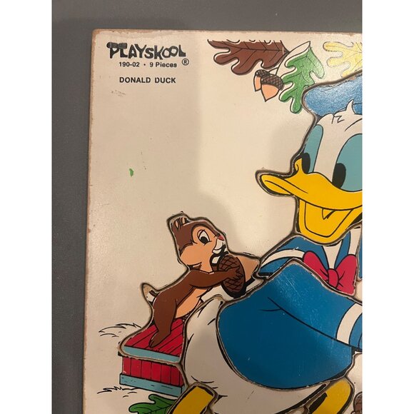 Vintage Playskool Disney Donald Duck W Chip & Dale Wooden Children’s‎ Puzzle - Picture 2 of 11